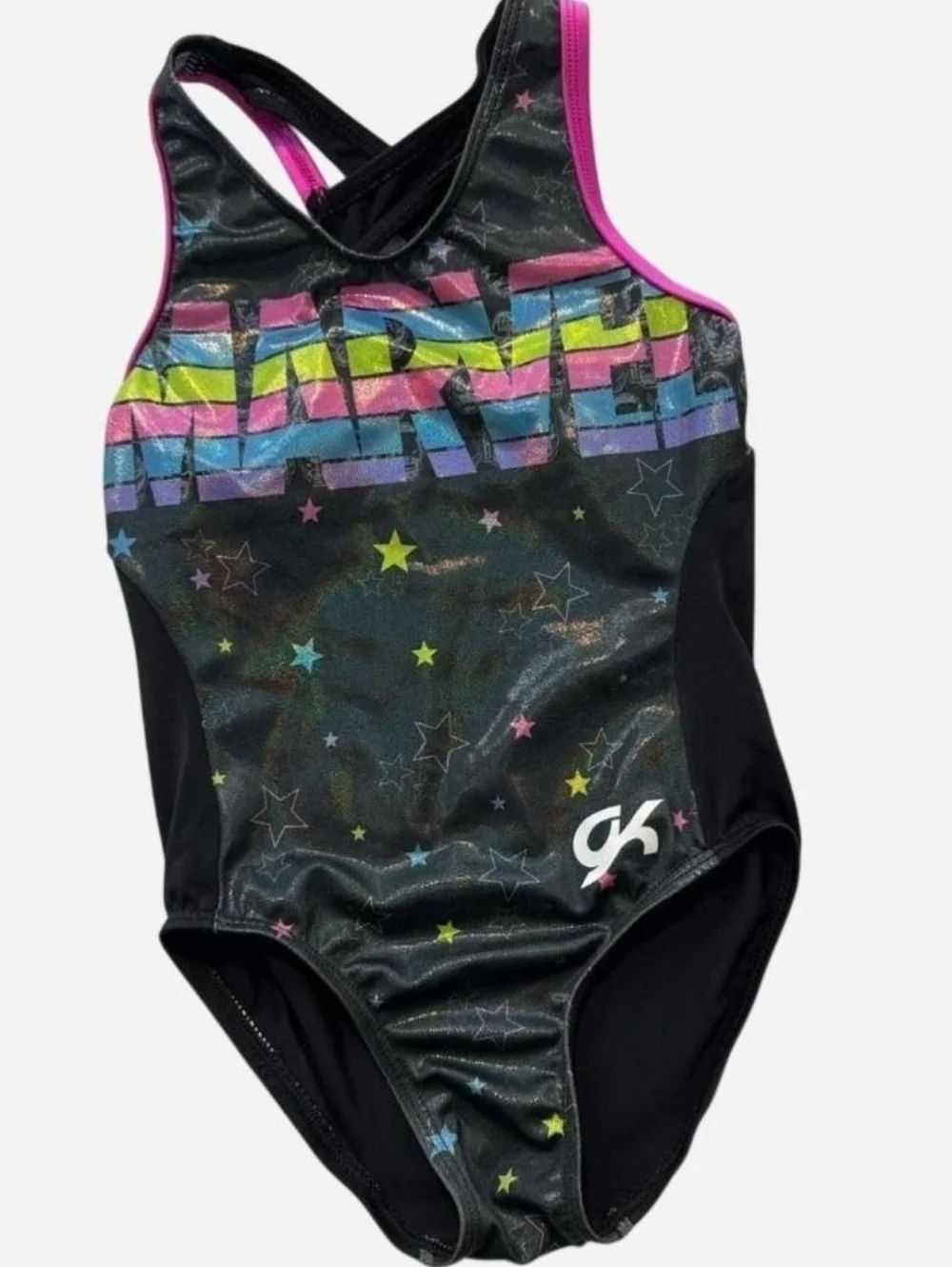 GK Elite Marvel Superhero Gymnastics Leotard Black Pink Child Medium‎ CM
